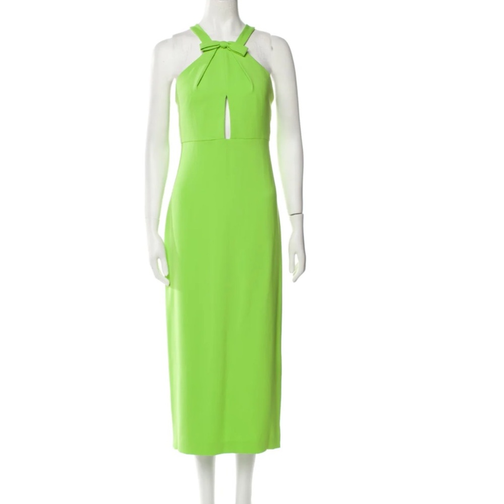 Monique Lhuillier Green Halter Sheath Dress